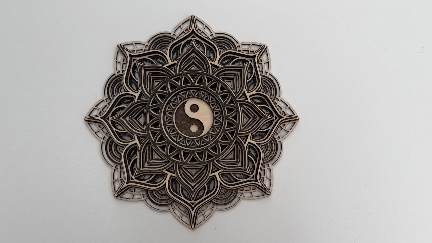 Layered Wooden Yin-Yang Mandala – Symbol of Balance