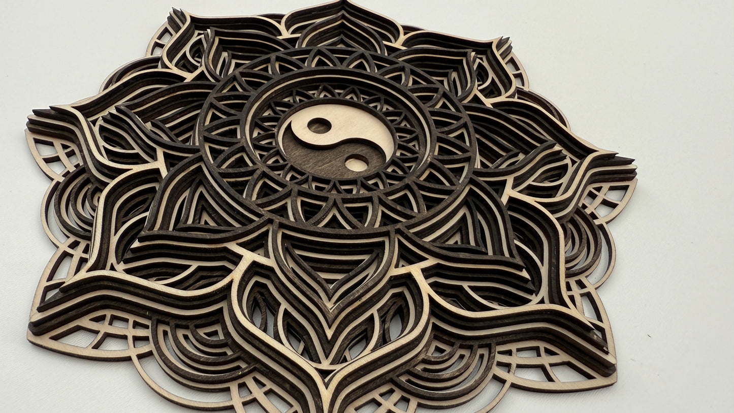 Layered Wooden Yin-Yang Mandala – Symbol of Balance