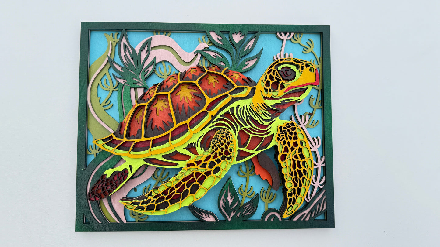 Layered Wooden Sea Turtle – Ocean Spirit Edition