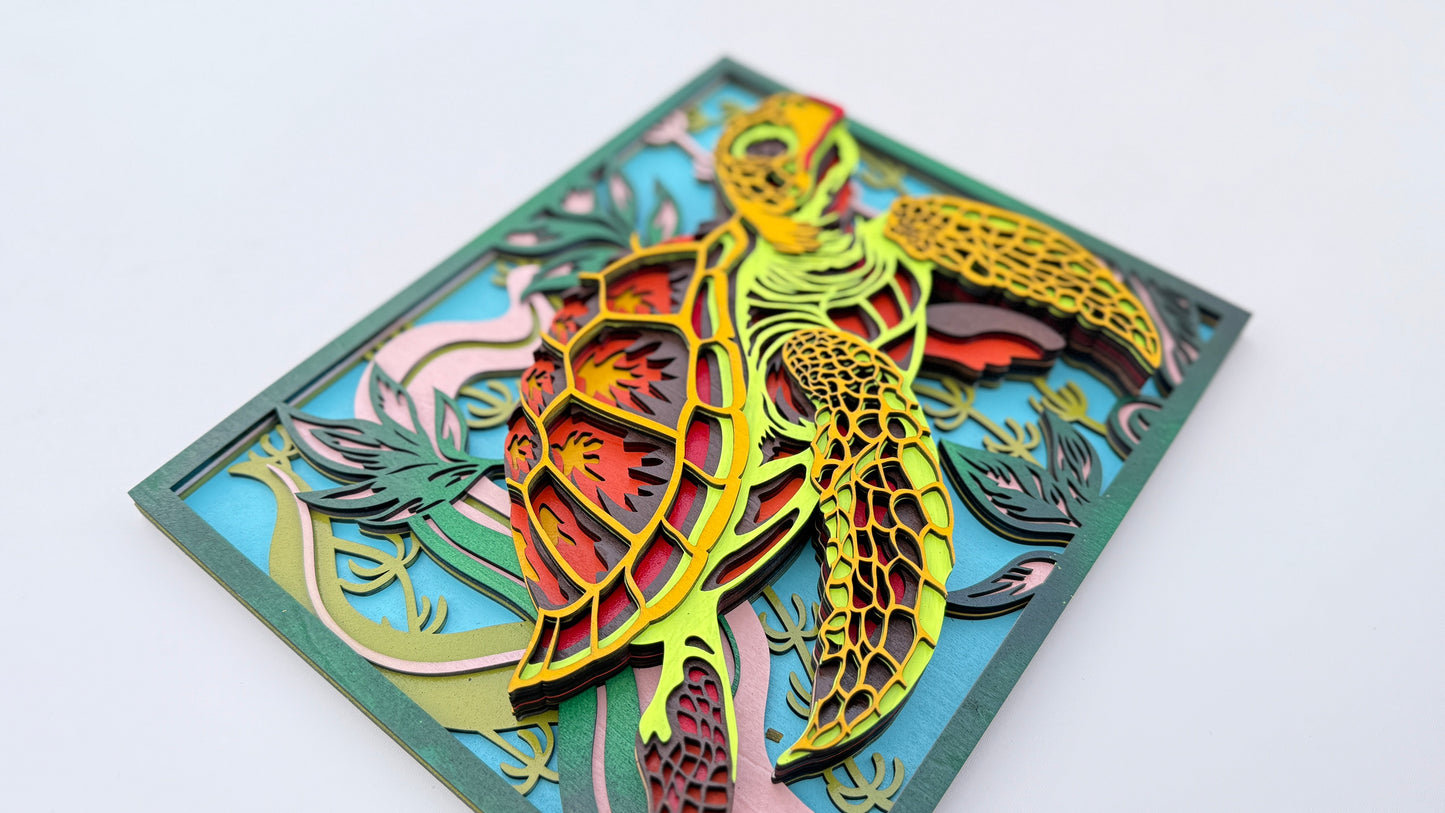 Layered Wooden Sea Turtle – Ocean Spirit Edition