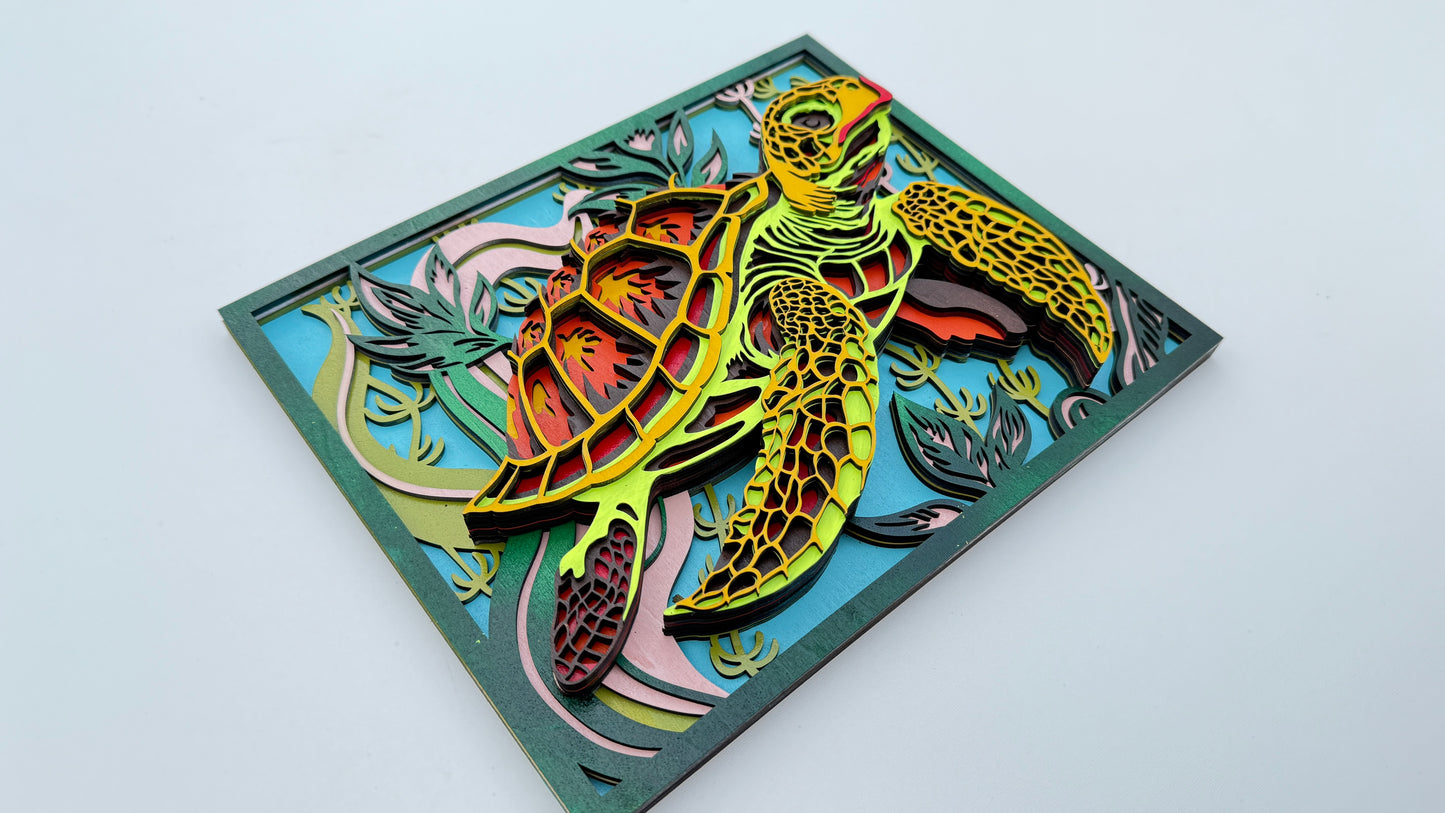 Layered Wooden Sea Turtle – Ocean Spirit Edition